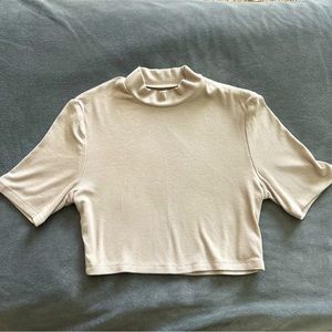 Shein Beige Mock Neck Crop Top Size M
